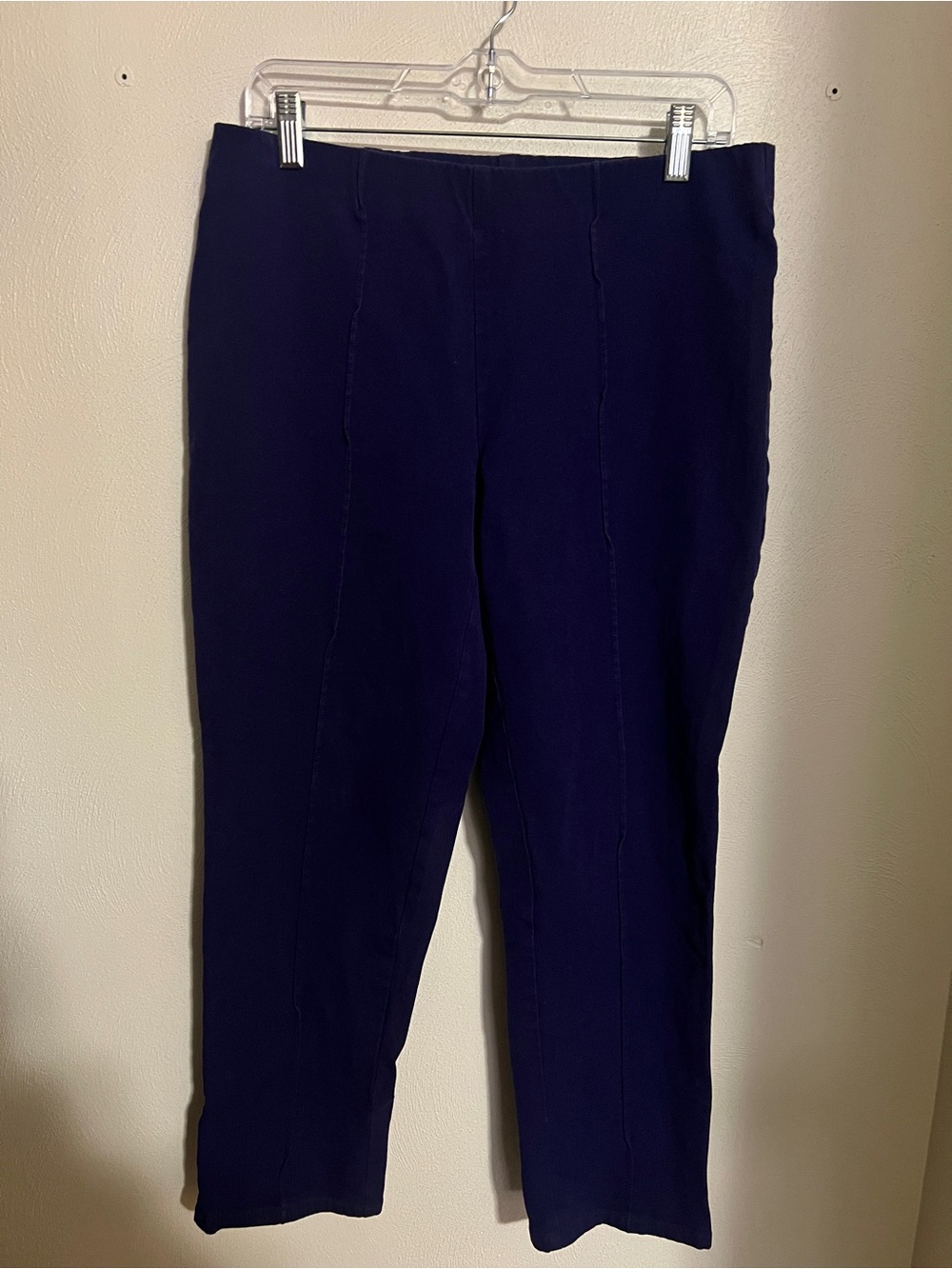 ISAAC MIZRAHI Classic Pull On Ankle Dress Pants Navy Blue Women's Size 12 GUC